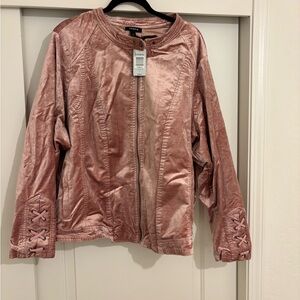 Torrid Blush Velvet Bomber Jacket